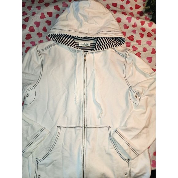 Womens Coldwater Creek zip front white hoodie sz M - Picture 3 of 9